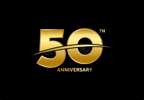 50 Years Anniversary Vector Template With Golden Color 50th Birthday