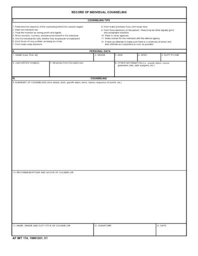 Pdf Fillable Army Counseling Form Printable Forms Free Online