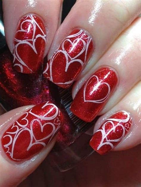 70 Romantic Nail Art Designs For Valentines Day Diseño De Uñas Para