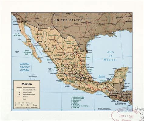 Large Detailed Political And Administrative Map Of Mexico With Relief
