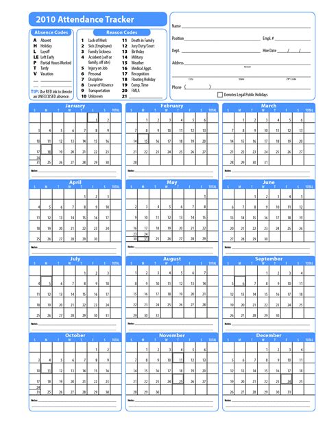 Printable Employee Attendance Calendar 2015 • Printable Calendar