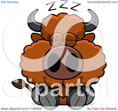 Cartoon Of A Cute Sleeping Buffalo Calf Royalty Free Vector Clipart