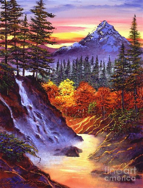 Deep Canyon Falls Landscape Paintings Art Autumn Art