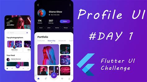 Flutter Ui Challenge Day1 Photography Profile Ui Youtube