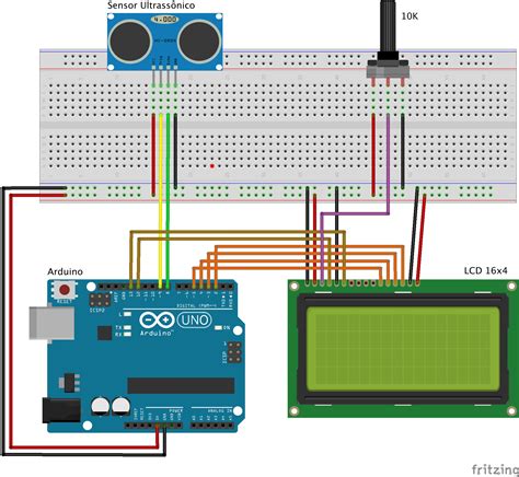 Diagrama Arduino Com Sensor Ultrassônico E Display Lcd Fazedores