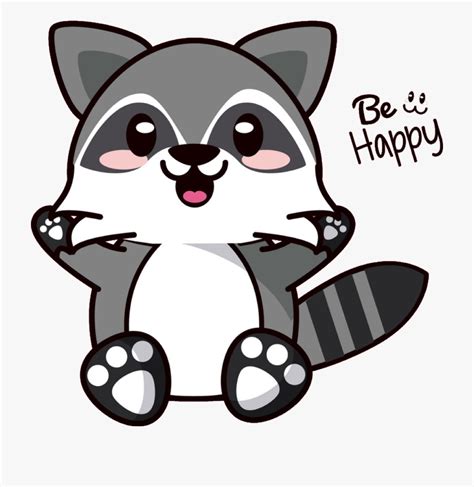 Raccoon Happy Cute Freetoedit Free Clip Art Kawaii