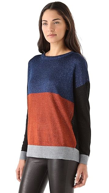 Tibi Colorblock Lurex Sweater Shopbop