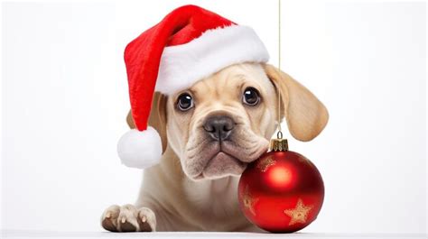 Premium Ai Image Dog Wearing A Santa Hat