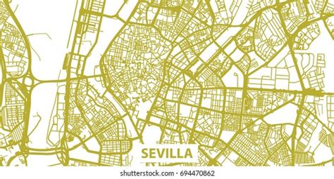 Detailed Vector Map Sevilla Gold Title Stock Vector Royalty Free