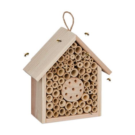 Relaxdays Bee Hotel Wild Insect Nature Reserve House Habitat Hang
