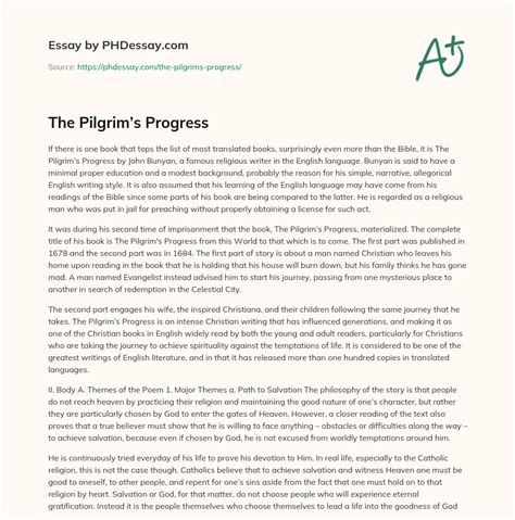 The Pilgrims Progress PHDessay Com