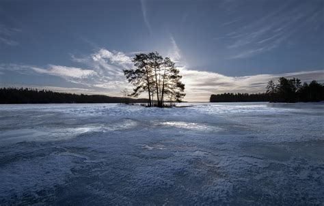 Wallpaper Winter The Sky Trees Ice Island Finland Finland Lake
