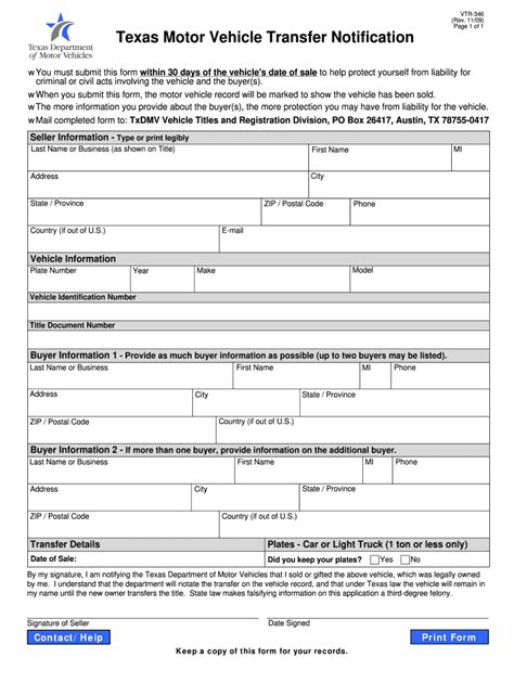 Texas Motor Vehicle Form Fill Online Printable Fillable Blank