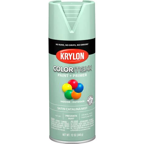 Krylon Colormaxx Paint And Primer 12 Oz Satin Catalina Mist Pkg Qty 6