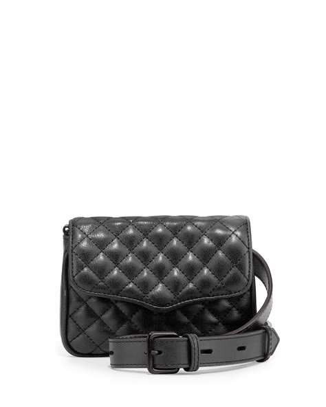 Rebecca Minkoff Affair Quilted Leather Flap Top Fanny Pack In Black