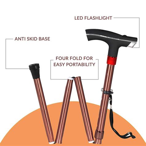 Buy Mcp Smart Folding And Height Adjustable Walking Stick With Led