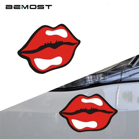 bemost 5pcs lot funny fashion sexy lips car stickers cartoon vinyl waterproof cover scratch
