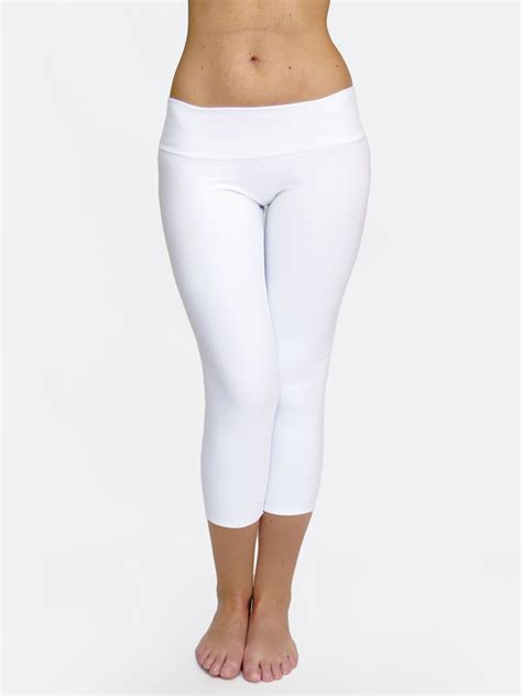 White Womens Low Waist Yoga Pants Comfortable For Workout