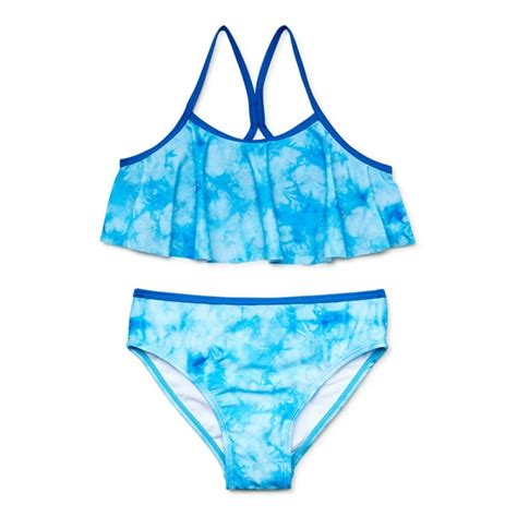 Wallflower Girls Tie Dye Flounce Bikini Swimsuit With Upf 50 2 Piece