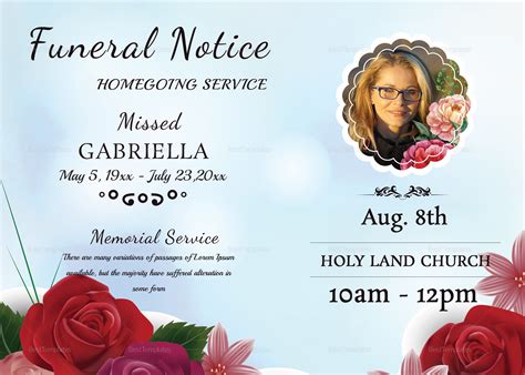 Memorial Funeral Template In Adobe Photoshop Microsoft Word