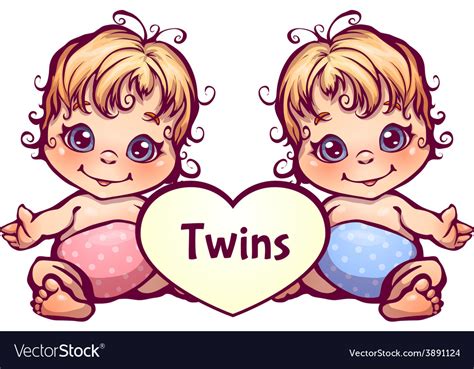 Cartoon Little Baby Twins Royalty Free Vector Image