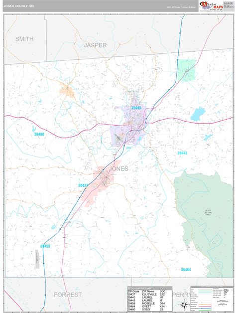 Jones County Ms Wall Map Premium Style By Marketmaps