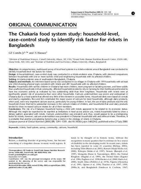 Pdf The Chakaria Food System Study Household Level Casecontrol
