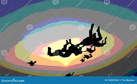 Set Of Different Skydivers Characters Flying With Parachutes Vector