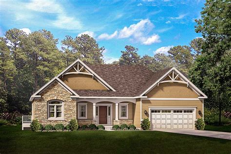 Exclusive One Story Craftsman House Plan With Two Master