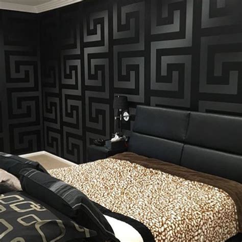 Patterns for every room in the home. Versace Designer Wallpaper Black & Gold Official Greek Key ...