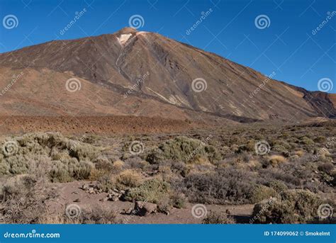Pico Del Teide Mountain Volcano Summit View Form Lava Field Near Roques