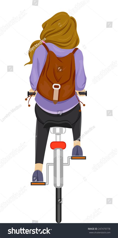 back view illustration teenage girl riding stock vector 247479778 shutterstock