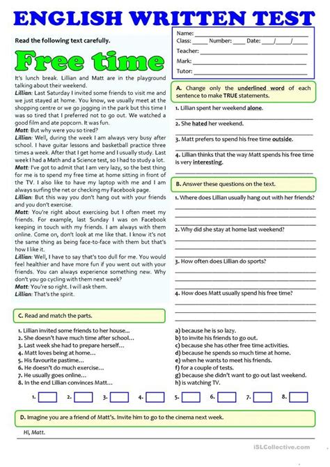 Reading Comprehension Texts A1 Dorothy James Reading Worksheets