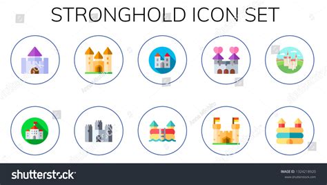 Stronghold Icon Set 10 Flat Stronghold Stock Vector Royalty Free