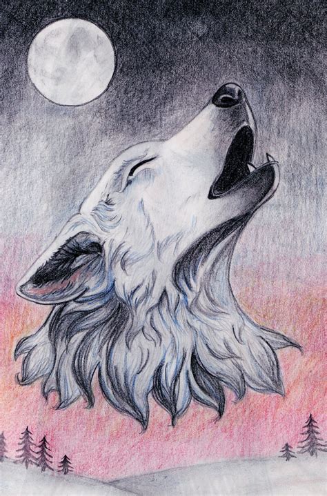 Wolf Howling At The Moon Drawing Step By Step At PaintingValley Com