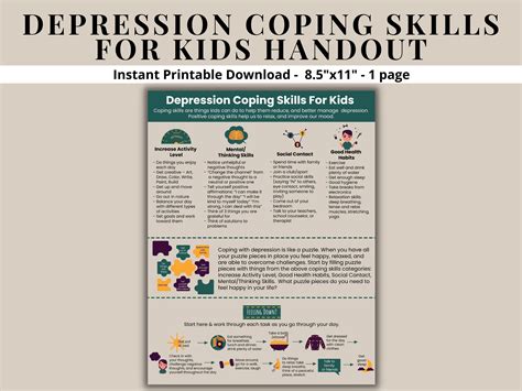 Depression Coping Skills For Kids Printable Poster Depression Etsy