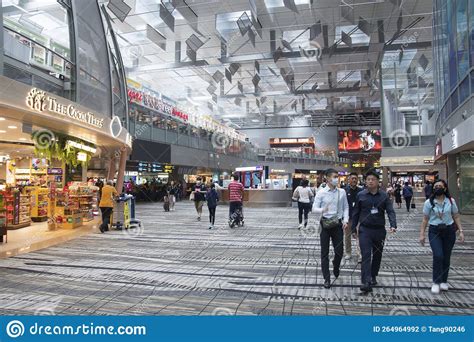 Modern Interior Of Changi International Airport In Singapore Editorial