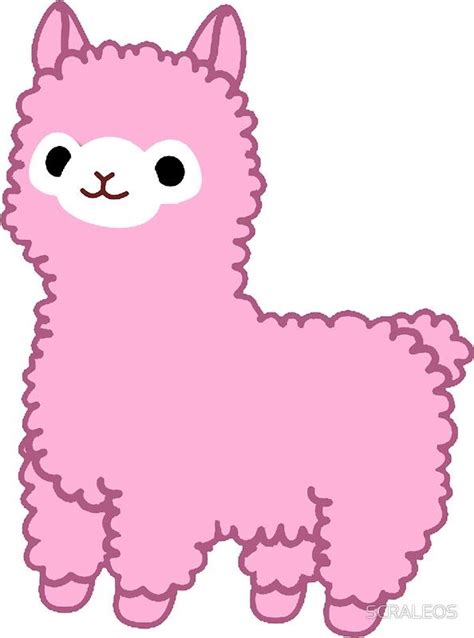 Pink Alpaca Sticker By Scraleos In 2021 Pink Drawing Kawaii Alpaca