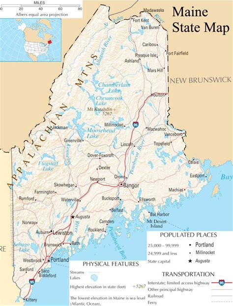 Map Of Maine Maine State Map A Large Detailed Map Of Maine State Usa