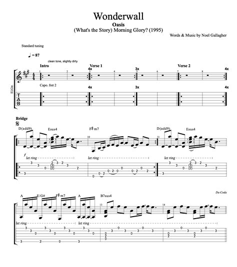 Wonderwall · Oasis Guitars Piano Tabs Chords Sheet Music