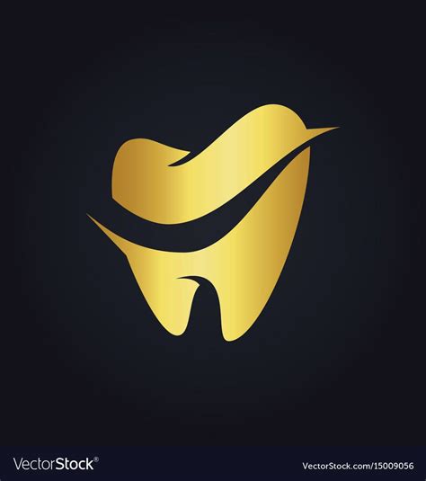 Tooth Dental Gold Logo Vector Image On Vectorstock Dental Logo Dental Logo Design Dental