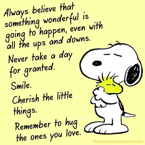 Snoopy Says Remember To Hug The Ones You Love In 2021 Wonder Quotes