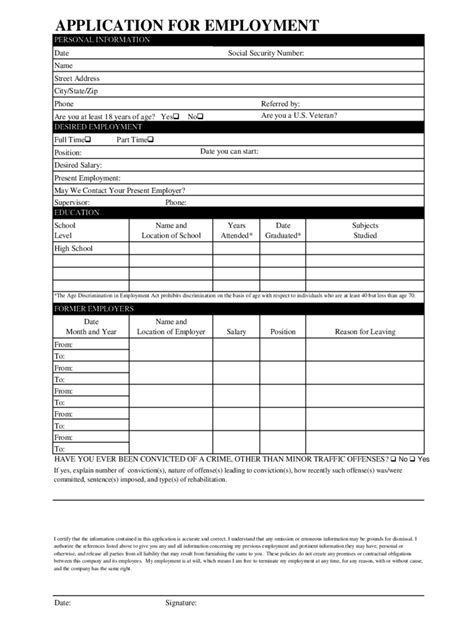 If the employee is no longer employed by the employer. 2021 Basic Job Application Form - Fillable, Printable PDF ...