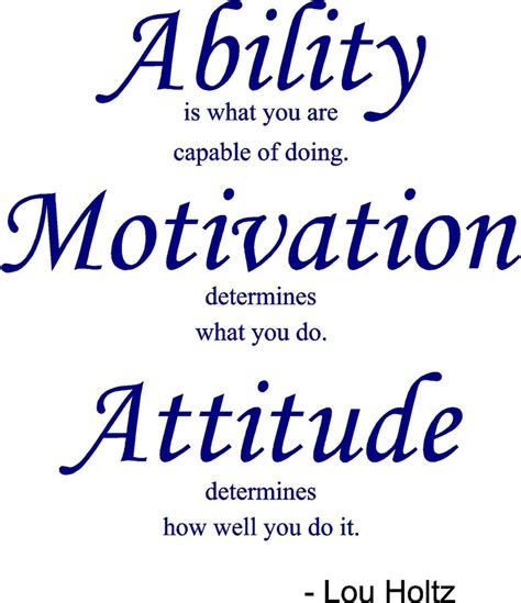 Ability Motivation Attitude Lou Holtz Vinyl Wall Decal Etsy