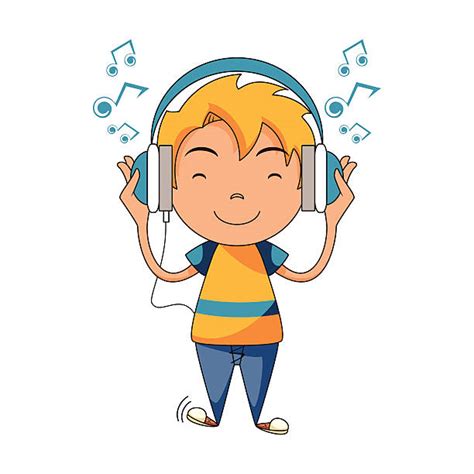 Royalty Free Boy Listening To The Music Clip Art Vector Images