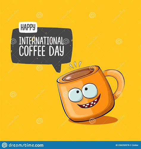 International Coffee Day Graphic Illustration With Cute Orange Coffee