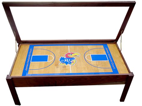 Decorative basketball waste basket, basketball waste bin, basketball trashcan, hoop trash can. KU Jayhawks Coffee Table