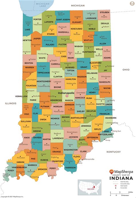 Indiana Counties Map By Mapsherpa The Map Shop