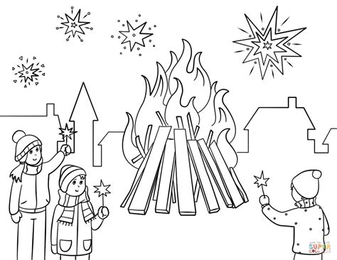 Our lovely detailed colouring page captures all the excitement of bonfire night! Guy Fawkes Night coloring page | Free Printable Coloring Pages