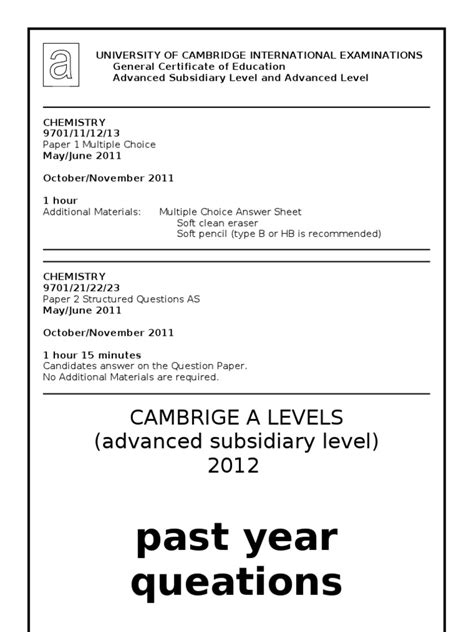 Our greatest desire is to see our our. A Level Chemistry Past Year Question 2011